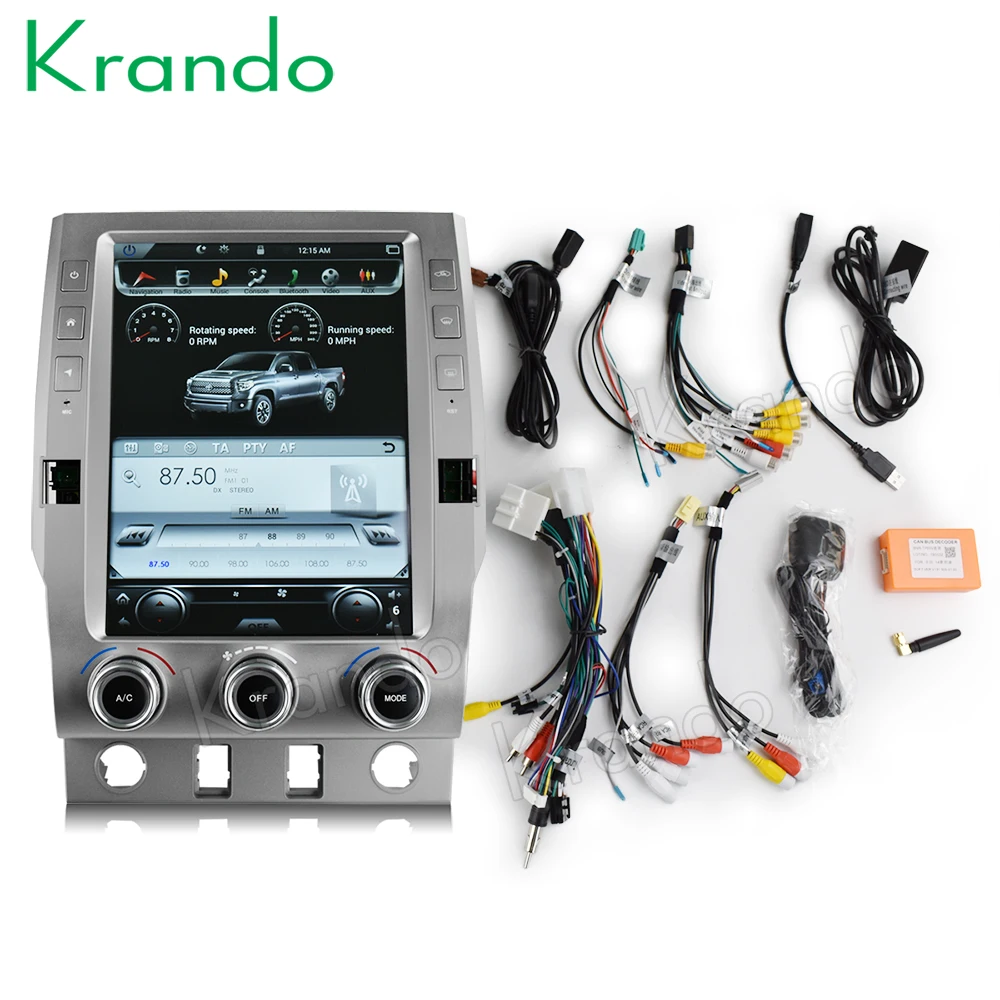 Sale Krando Android 7.1 12.1" tesla Vertical screen car multimedia player GPS for Toyota Tundra 2014-2018 radio player navigation BT 1