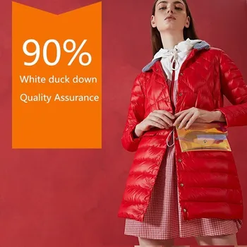 

90% White Duck Down Jacket Female 2020 Winter Thin Medium And Long Section Ladies Windproof Warm Women's Solid Portable Outwear