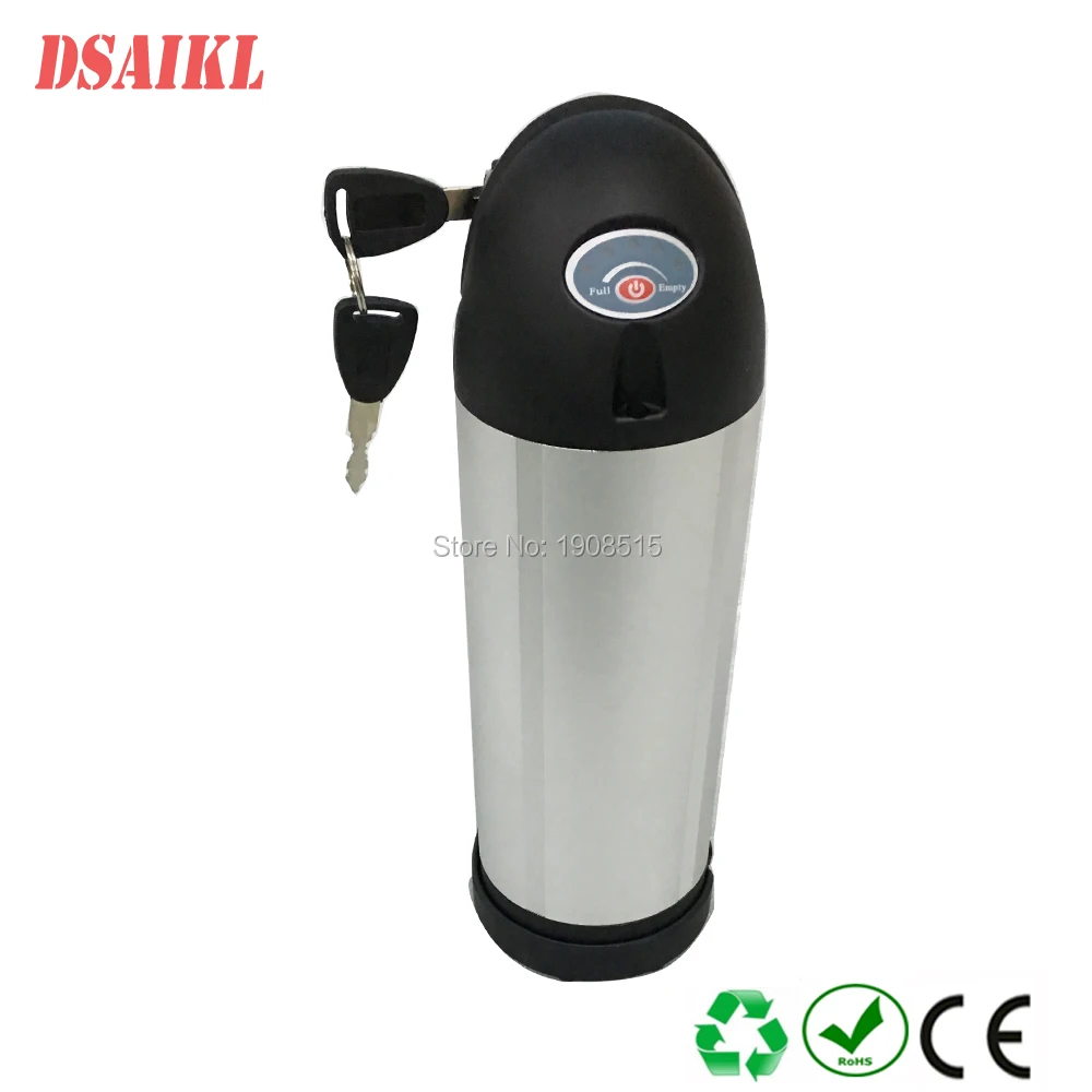 

Free shipping 24V 10.4Ah 13ah 16ah 19ah 20ah 24ah bottle battery pack for 250W electric bike with charger