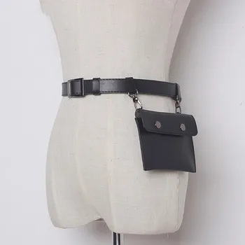 

[BXX] 2020 New Autumn Leisure Chain Split Joint Solid Color Black PU Leather Mini-bag Belt Women Fashion All-match JC894