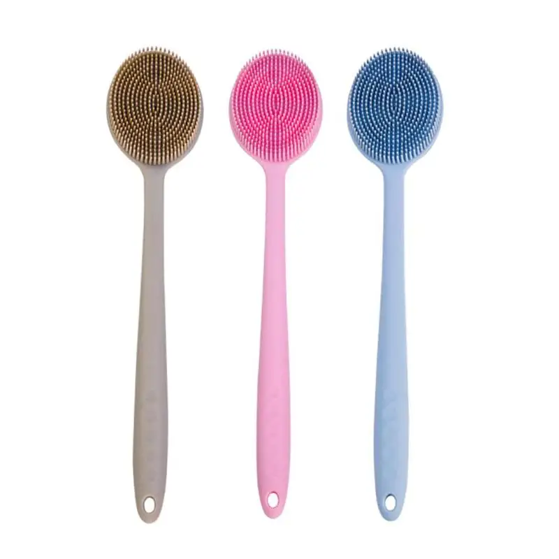 Double Sided Silicone Long Handle Bath Brush Relax Massage Skin Cleaner