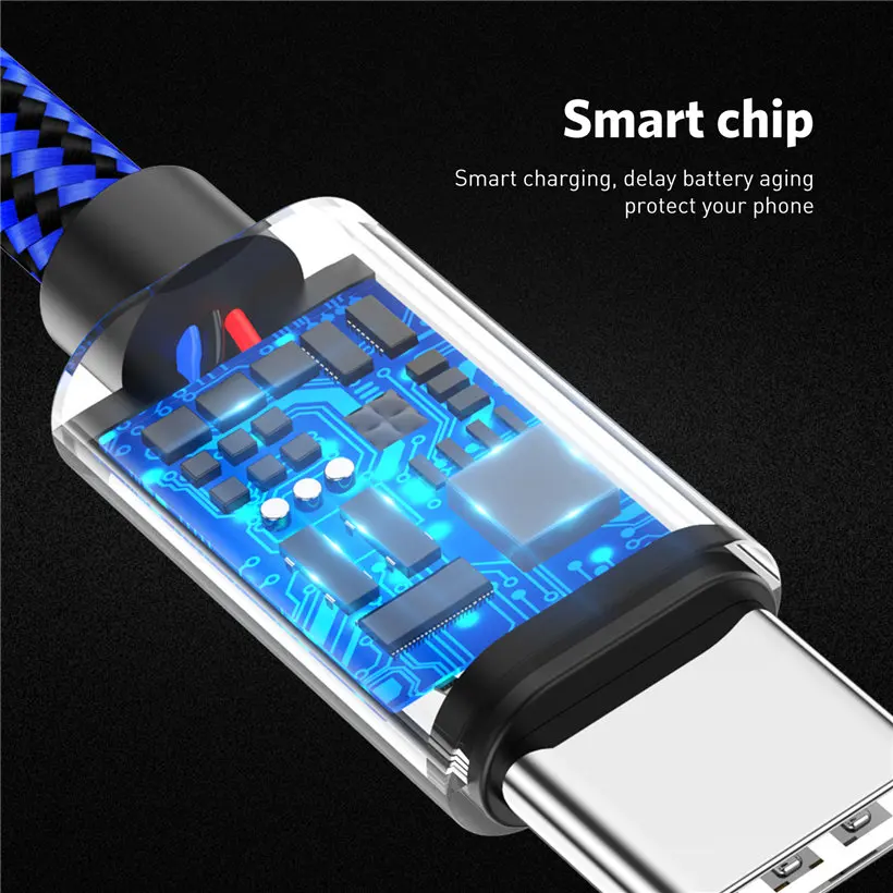 USB Type C кабель USLION для быстрой зарядки и передачи данных Samsung S9 S8 Note9 Xiaomi Mi 8 F1 Huawei Mate