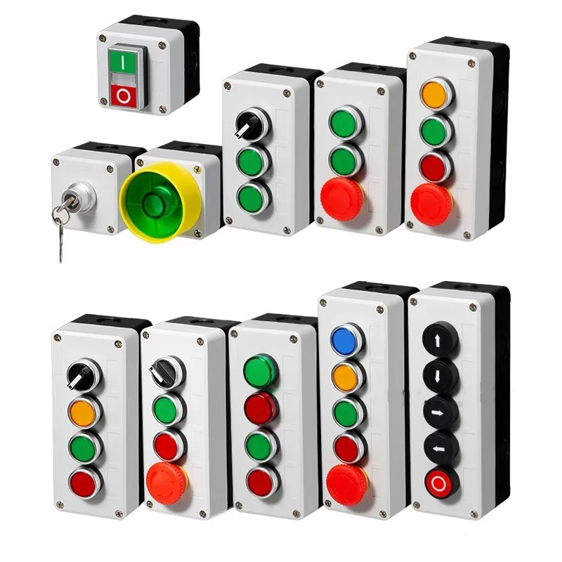 

Button Switch Control Box Plastic Hand-held Self Starting Button Waterproof Box Electrical Industrial Emergency Stop Switch I