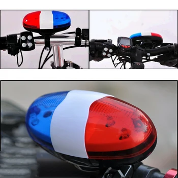 

Motocycle 6 LED Red Blue Rear Light Bike Bicycle 4 Sounds Police Siren Trumpet Horn Bell