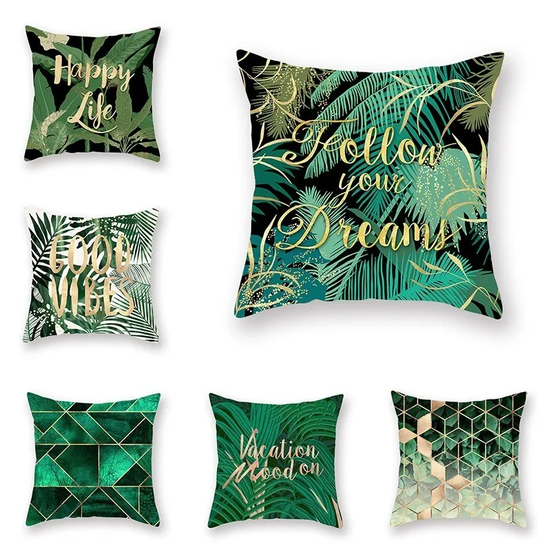 

Newest Geometric Plant Leaves Pillowcase Square 45x45cm Decorative Pillow Cases For Home Fashion Waist Soft Room Pillow Cover