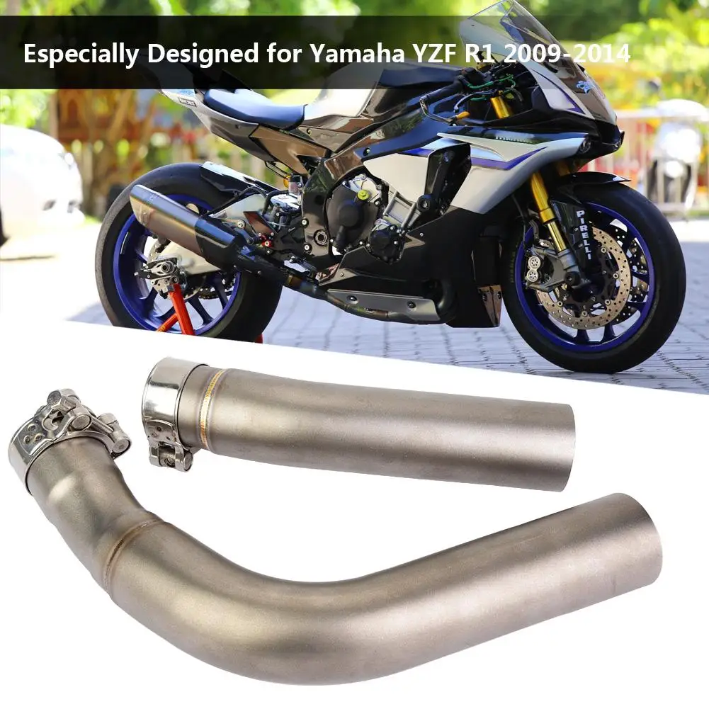 

2 pcs Motorcycle Exhaust Mid-Pipe Middle Pipe Link Connect Adapter for Yamaha YZF R1 2009 2010 2011 2012 2013 2014 New Arrivals