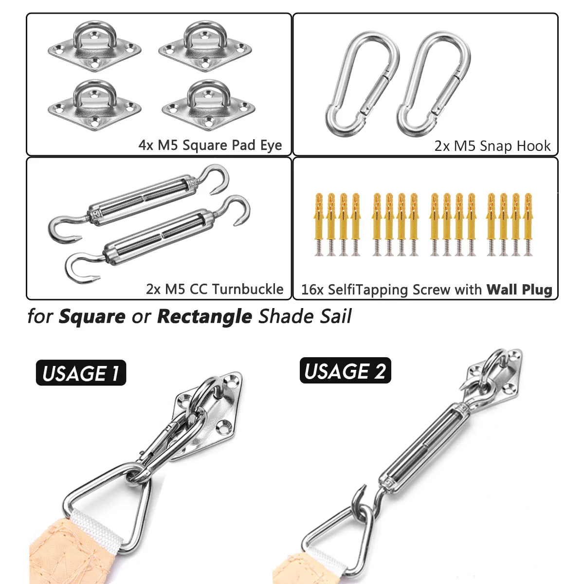 جديد التركيبات المعدنية الفولاذ المقاوم للصدأ الشمس الشراع الشمس المأوى مجموعات المناسب المظلة خاص الملحقات الثابتة الظل الشراع اكسسوارات