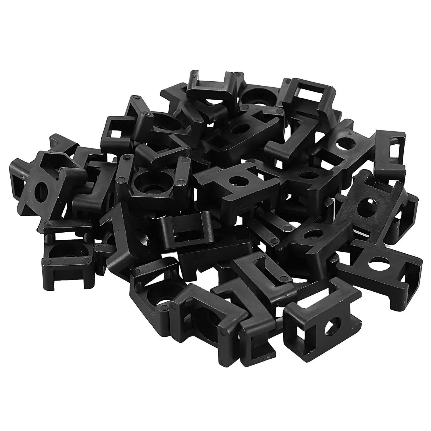 

BMBY-Plastic Wire Cable Zip Tie Screw Fixing Mount Base Holder 40pcs Black