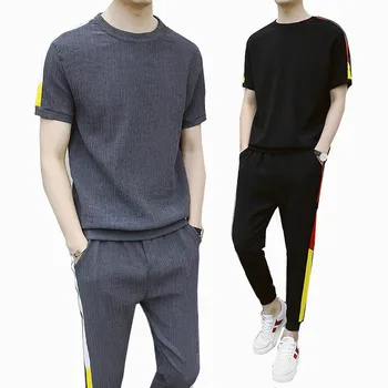 

Summer Men's Sets T Shirts+pants Two Pieces Sets Casual Tracksuit 2019 Tshirt Gyms Fitness Sportswears set