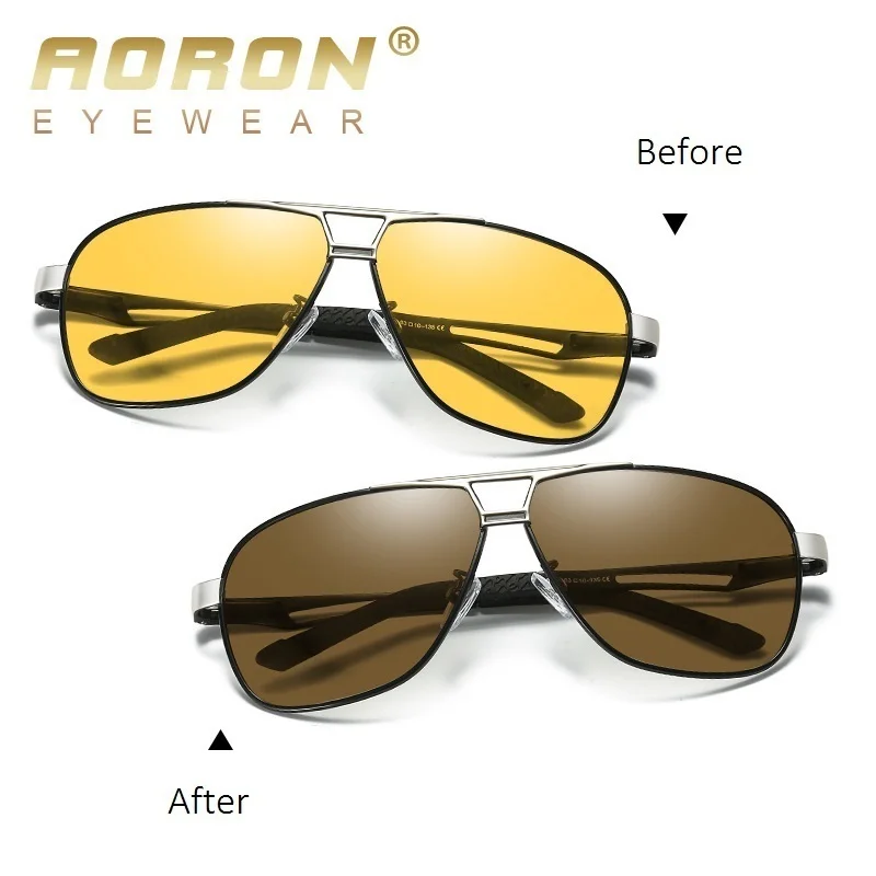 

2019 Pilot Photochromic Sunglasses Men Driving Polarized Sun Glasses Chameleon Driver Points Safety Night Vision Goggles Uv400