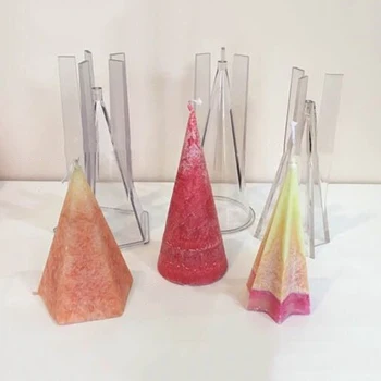 

DIY Handmade Candle Mold Cone Clear Plastic Candle Making Model Reusable dried flower tealight scented candles shaping mould