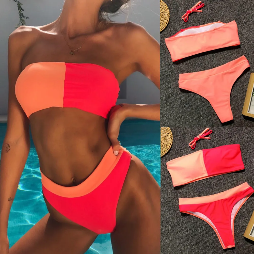 

2019 Women Bodysuit Sexy Patchwork Bikini Push-Up Pad Swimwear Swimsuit Beachwear Set Women's Swimming Suit Fabulous
