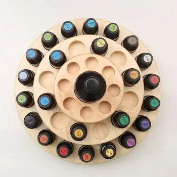 

AUGKUN 1PC 39 Slots Three layers Essential Oil Storage Box Wooden Case Aromatherapy Oils Round Organizer Modern Display Rack