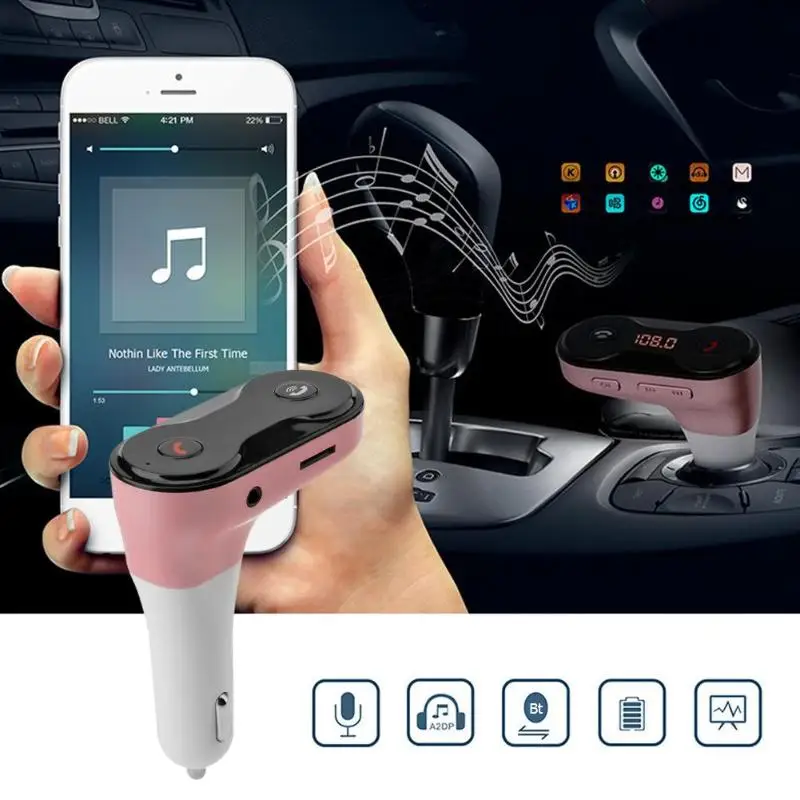 

Wireless FM Transmitter Receiver Bluetooth Car Kit Car Charger Cigar Lighter AUX Music MP3 Player Support TF Card