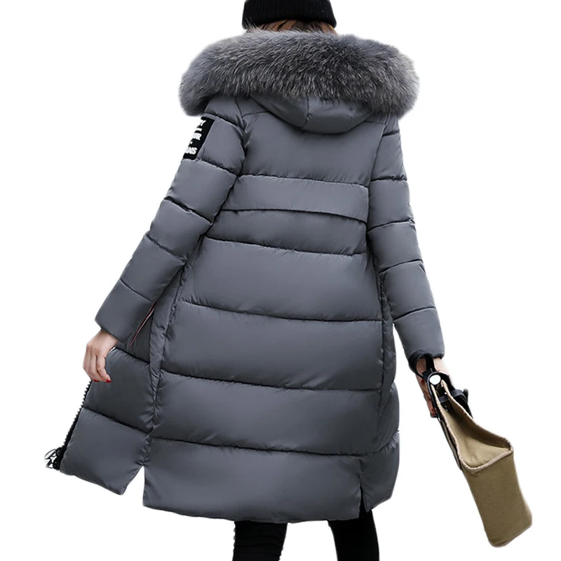 

New 2018 Winter Coat Women Warm Thick Parkas Plus Size Fashion Big Fur Slim Long Jacket Female Autumn Hooded Windbreaker PJ75
