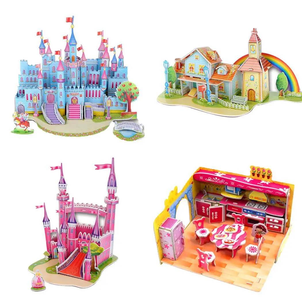 3D Puzzle Three-dimensional puzzle puzzle hand-assembled puzzle castle Jigsaw assembly aircraft kitchen Toy
