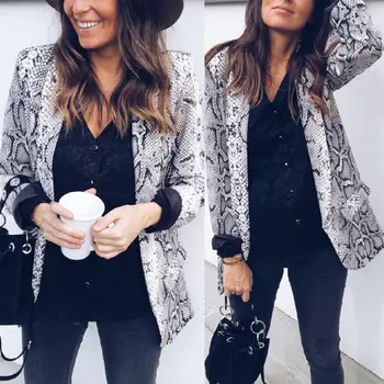 

Women Leopard Snake Print Coat Long Sleeve Suit Coat Jacket Outwear Fashion Women Girl Outwear Jackets