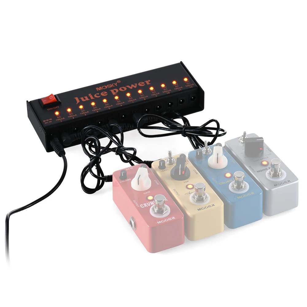 MOSKY JUICE POWER Guitar Effect Pedal Power Supply Station 12 Isolated DC Outputs for 9V 12V 18V Guitar Pedal Low-powe