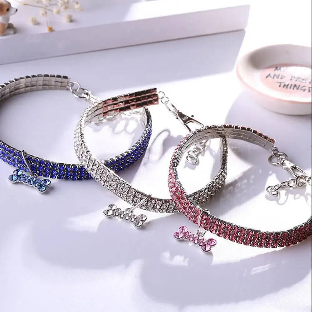 Fashion Dog Collar Alloy Diamond Puppy Pet Cat Collars Leashes For Little Dogs Mascotas Colloar