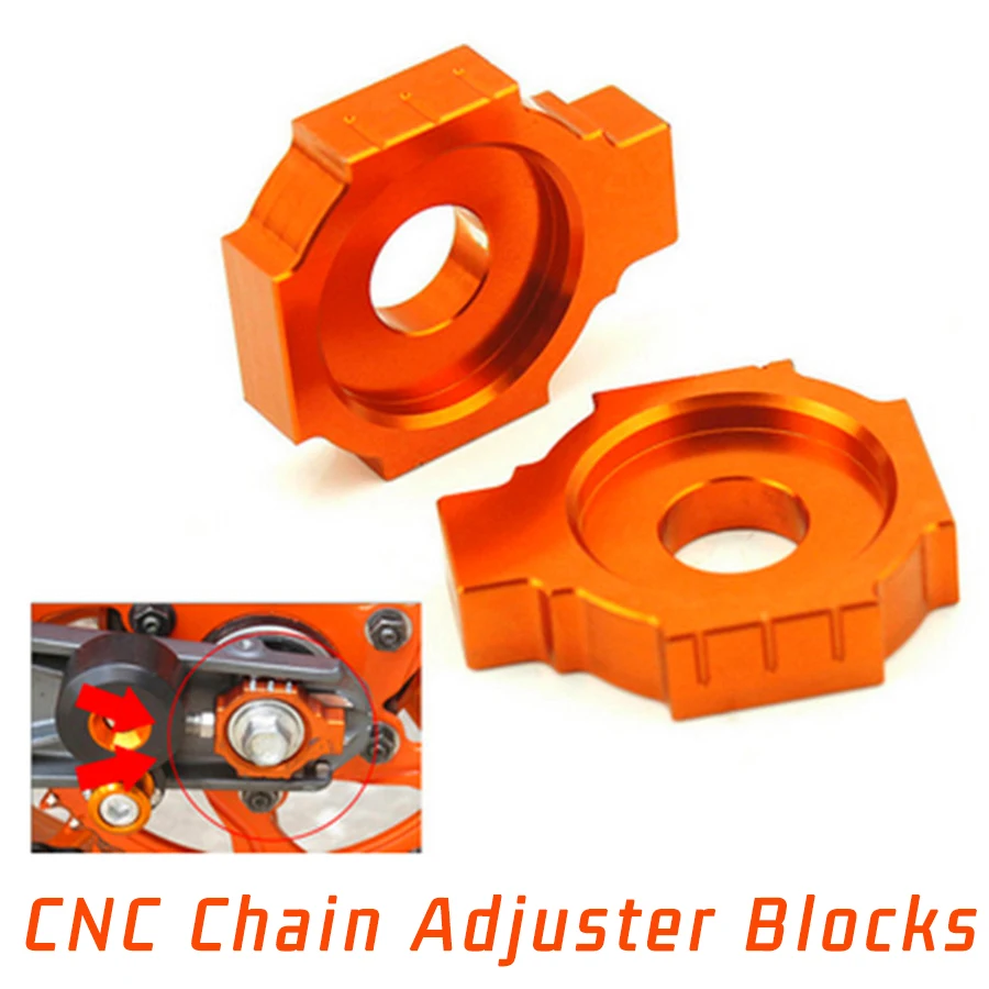 

CNC Chain Adjuster Blocks For KTM 520 MXC 400 380 300 250 200 525 SX 2000-2005