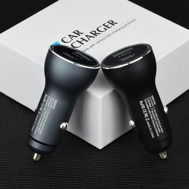 New Car Charger with Colored Lights for HUAWEI P20 Fast Charging OPPO VOOC Flash Dual Port USB Vehicle | Автомобили и мотоциклы