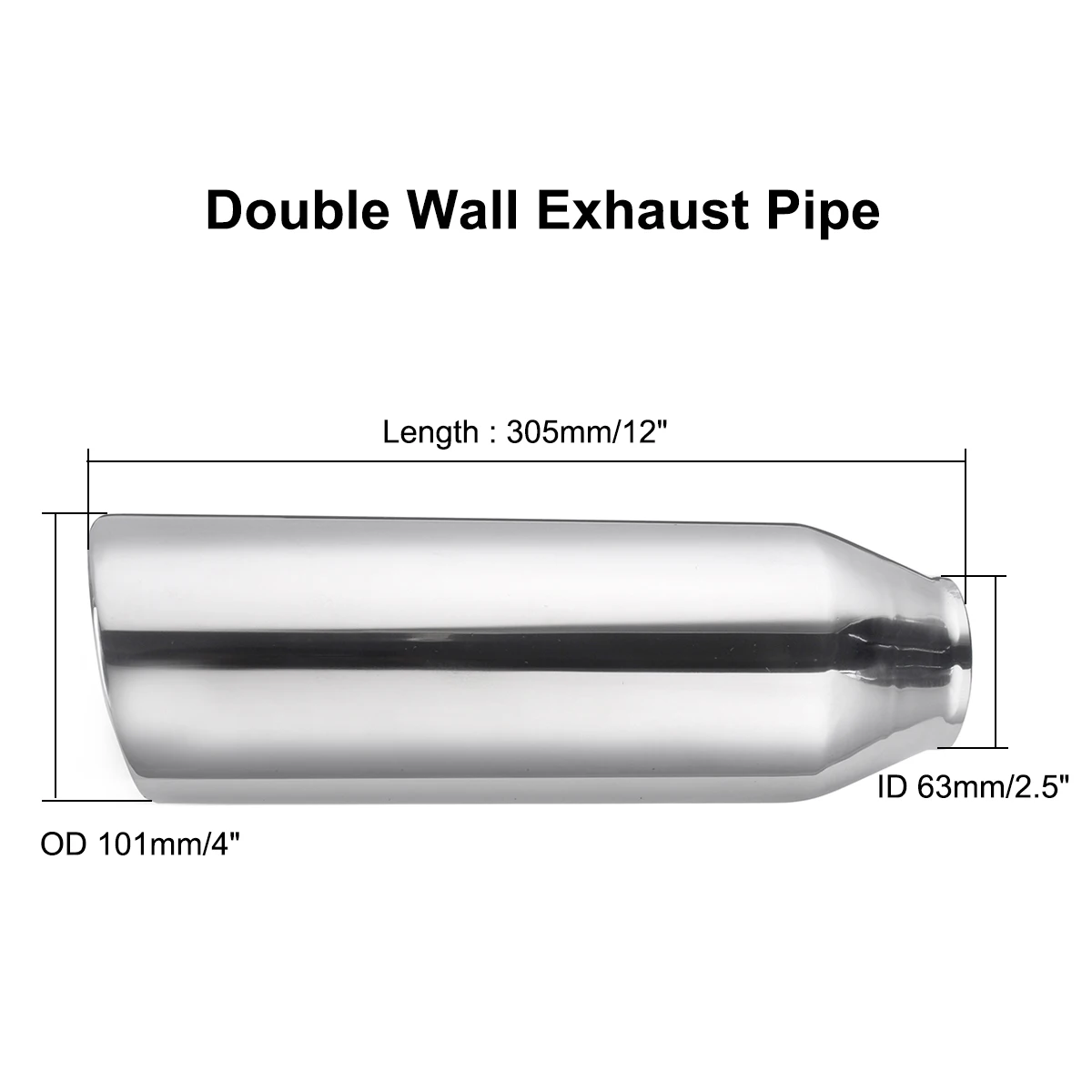 

Car Exhaust Tip 63mm Inlet 101mm Outlet Exhaust Pipe Stainless Steel Rear Tail Tube Universal