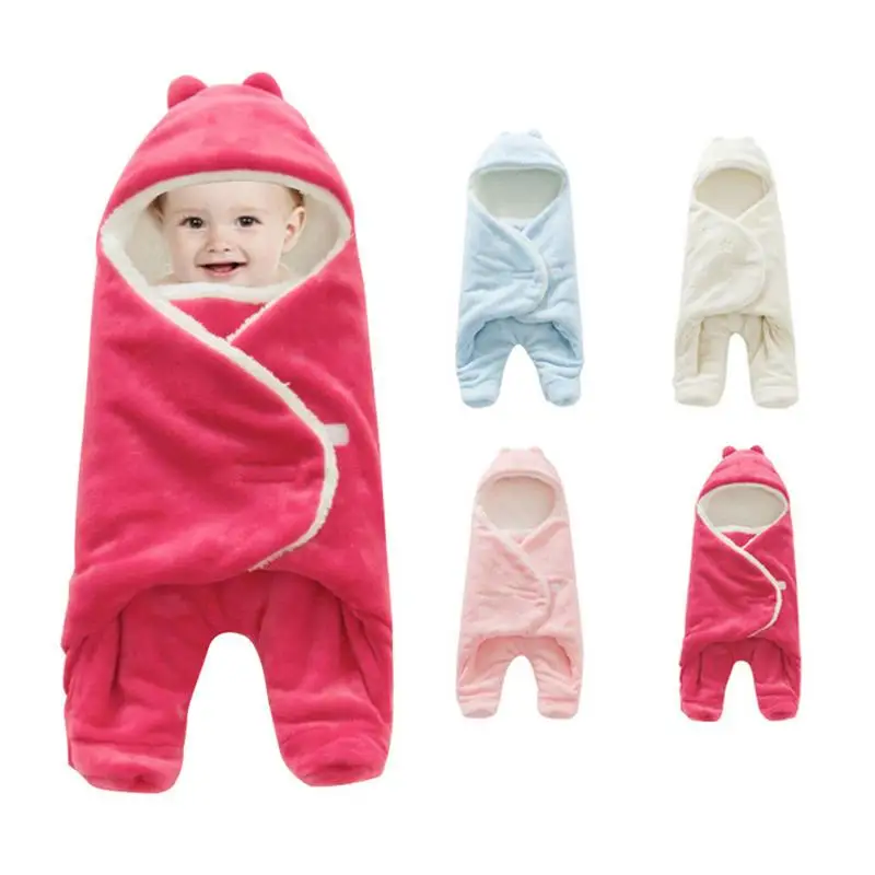 Baby Blanket Envelope Swaddle Winter Wrap Coral Fleece Newborn Sleeper Infant Stroller Toddlers Sleeping Bag |