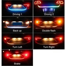 Car LED Strip Lighting Rear Trunk Tail Daytime Running Lights Dynamic Streamer Brake Turn Signal Reverse Led Warning DRL Lamp