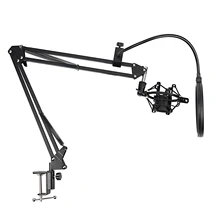 HFES NB-35 Microphone Scissor Arm Stand and Table Mounting Clamp&NW Filter Windscreen Shield & Metal Mount Kit