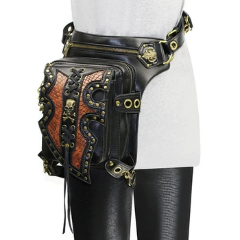 

Steampunk Waist Bags Retro Leather Shoulder Bag Unisex Gothic Crossbody Pouch Leg Pack Bolsas Mujer Holster Fanny Pack CJ297