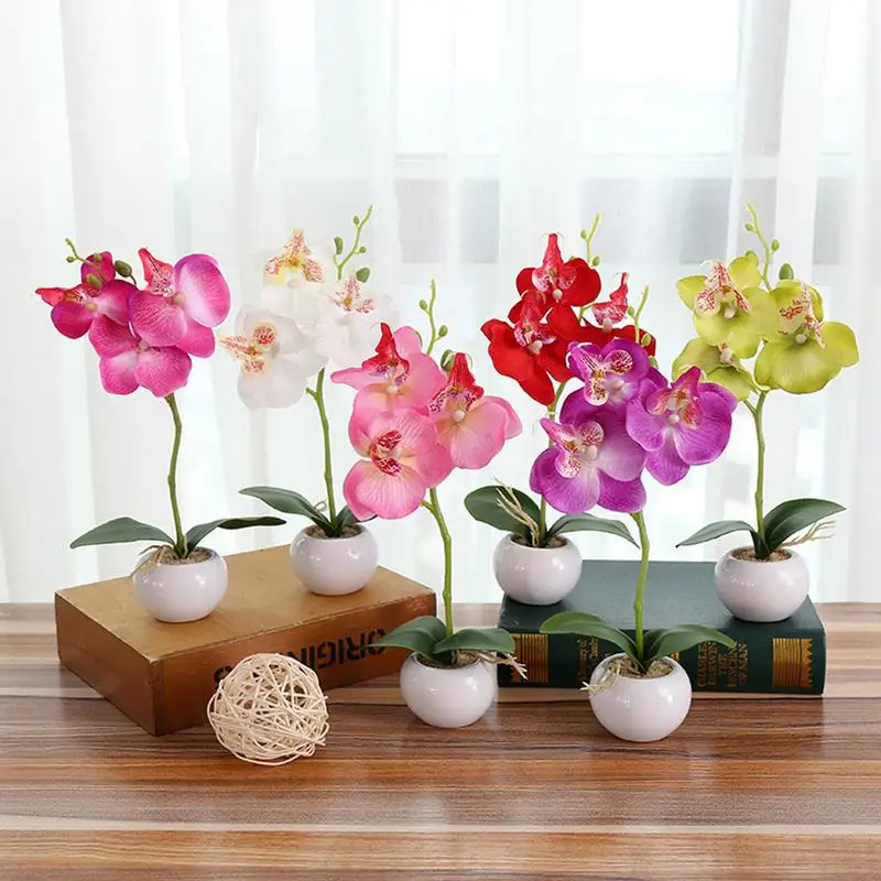 

AUGKUN 1PC Triple Artificial Plastic Orchid Silk Flower Home Mini Phalaenopsis Simulation Plants for Party Wedding Decoration
