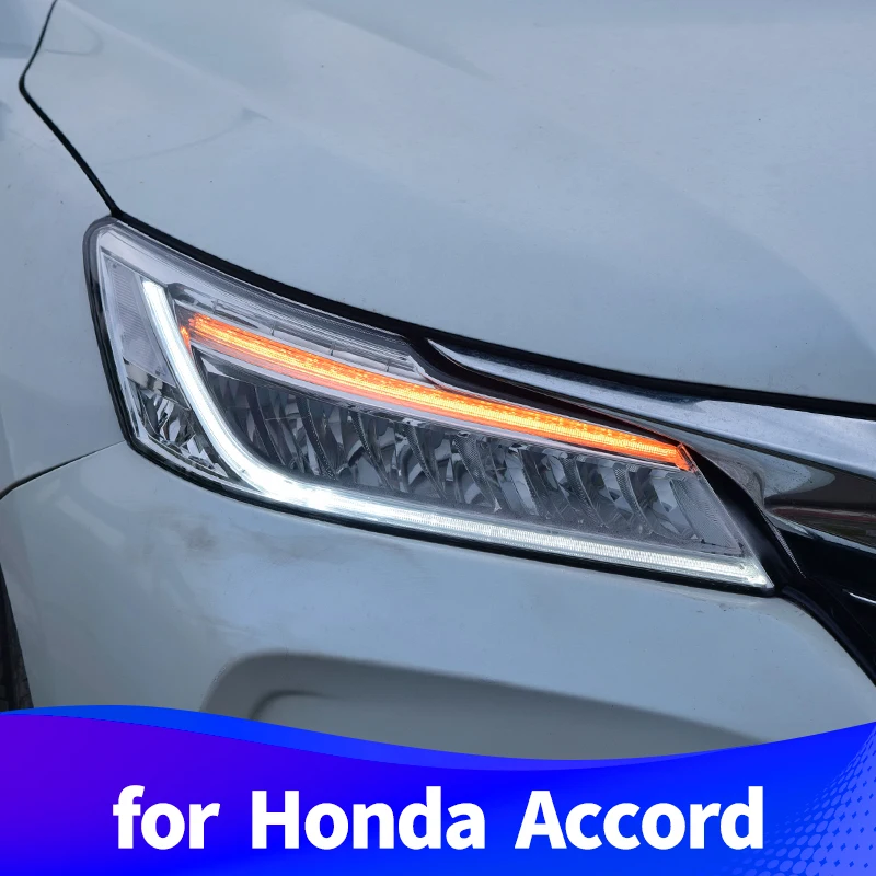 Фара сборка для Honda Accord светодиодный фары дневного света светодиодный течет Бег указатель поворота полный светодиодный источник света