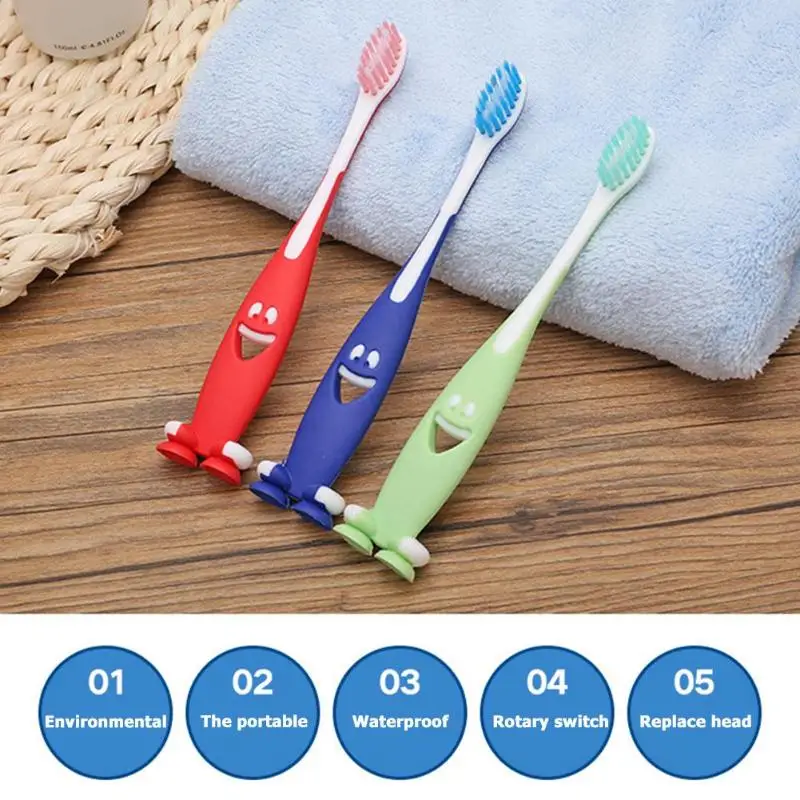 3pcs/Set Ultra Soft Bristles Toothbrush Kids Children Cartoon Smile Antibacterial Toothbrushes Kit