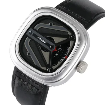 

Timekeeper Creative Watch Case Quartz Watch Movement for Men Women High-tech Sense Analog Wrist Watches Leather Watch Band Clock