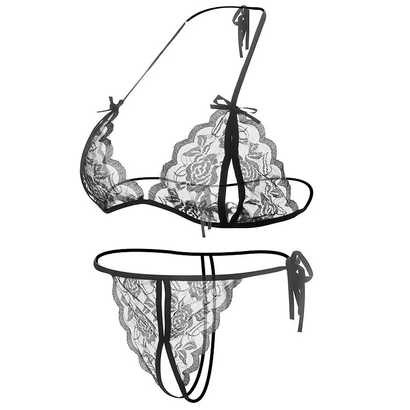 Sexy Women Transparent Lace Underwear Sets Open Bra And Sex Panties Sex Set Crotchless Woman Sexy Erotic Lingerie Set Intimates