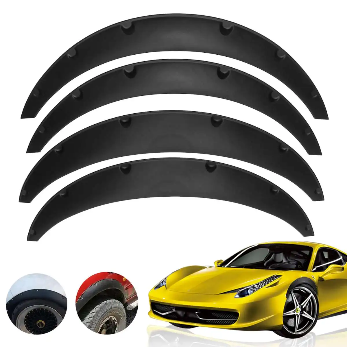 

4Pcs Universal Flexible Car Mudguards Mud Splash Guards Flaps for Fender Flares Extra Wide Body Wheel Arches Eyebrow Protector