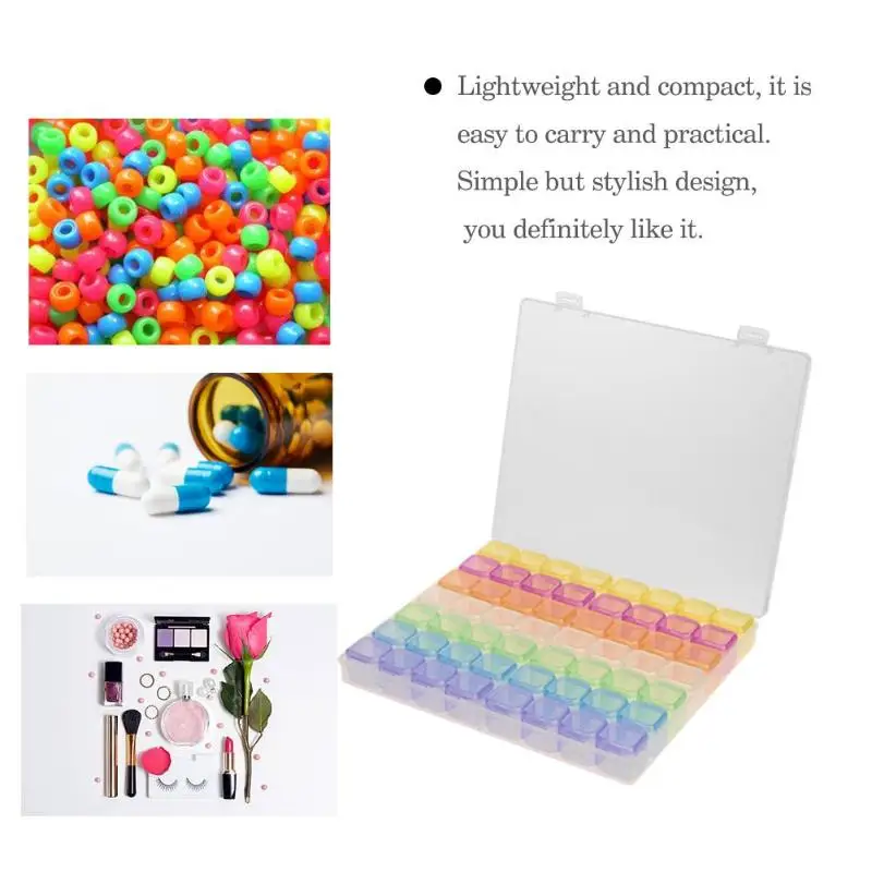 

56 Grids Slots Nail Art Storage Box Plastic Holder For jewelry Rings Rhinestone Diamond Painting Organizer box