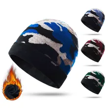 Мужчины Женщины Осень Зима Шапка Модная вязаная камуфляжная шапка Толстые теплые мягкие унисекс шапочки