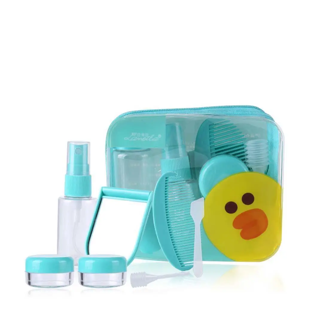 

Travel Cosmetic Tool Kit 8pcs Comb Lotion , Every Day Bottle PET Prints Cream Box with Storage Zipper Bag