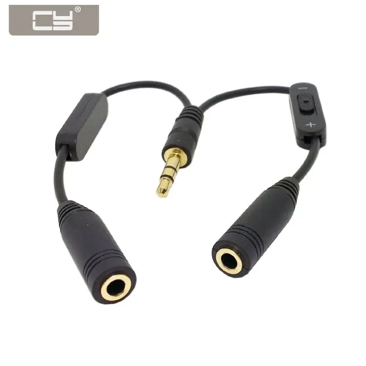 

Xiwai Stereo Male 3.5mm to Double 3.5mm Female Audio Headphone Y Splitter Adapter Cable with Volume Switch