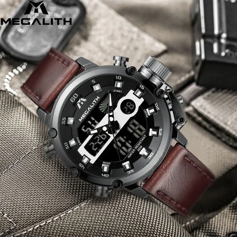 

MEGALITH Mens Watch Fashion Men's LED Quartz Waterproof Date Military Sport Multifunction Wrist Watches Clock Horloges Mannen