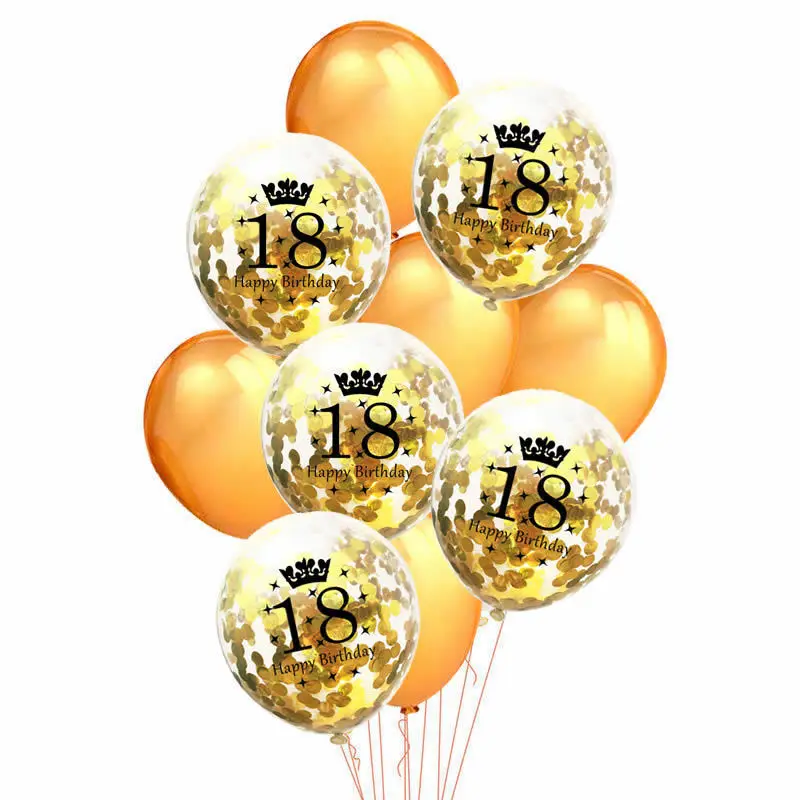 ZLJQ Gold 18/21st/30/40/50/60th баннер С Днем Рождения латексные конфетти воздушные шары