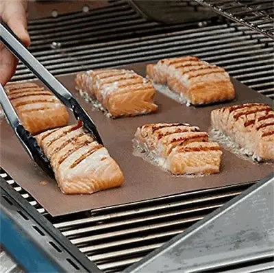 1/4/6PCS Outdoor Home Copper Grill Mat Bake Mats Kitchen Chef Meat BBQ Tools Hiking Camping BBQ Pads Tool