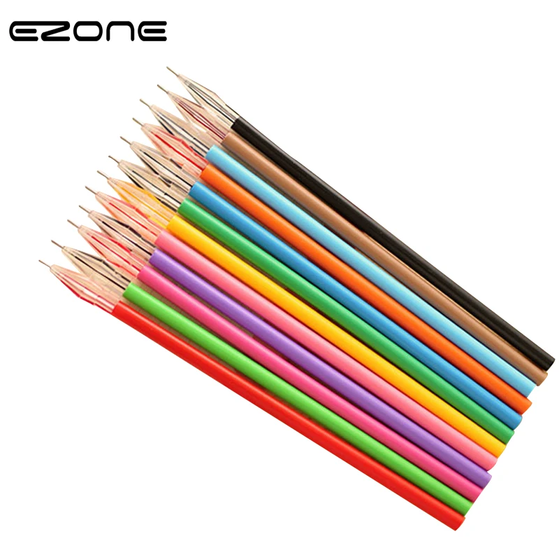 

EZONE 12PCS/Lot Cute Candy Colorful Gel Pen Refill Set Korean Creative Gift Colored 0.38 Pen Refills School Office Stationery