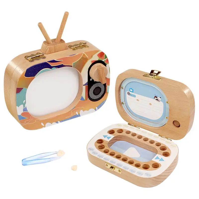 

Wood Baby Tooth Box Wooden Milk Teeth Box Tooth Organizer Storage Boys Girls Save Souvenir Case