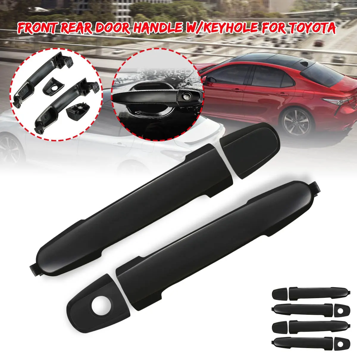 Car Auto Front Rear Black Outside Outer Exterior Door Handle For Toyota