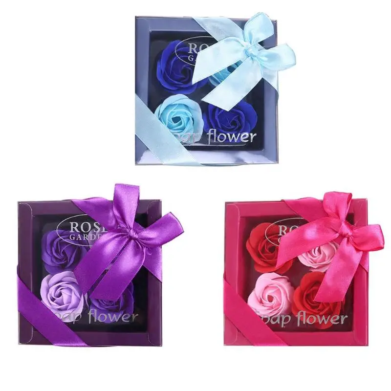 

4pcs Creative Rose Flowers Scented Soap Petal Perfumed Soap Valentine Gift