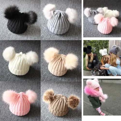 New Fashion Cute Newborn Baby Kids Girls Boys Winter Warm Knit Hat Pompom Ball Beanie Cap