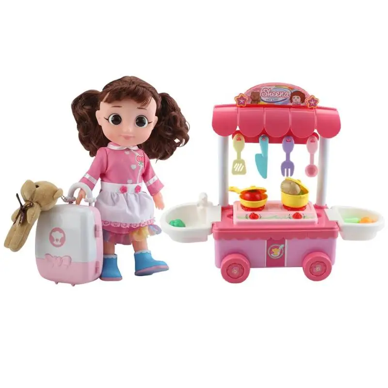 

Simulated Voice Girl Dolls Dining Car Pretend Kitchenware Educational Toy