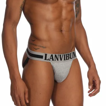 

Lanvibum Thong Mens Gay Sexy Underwear Shorts Underpants Cotton Letter G-string Panties Cockring L1926